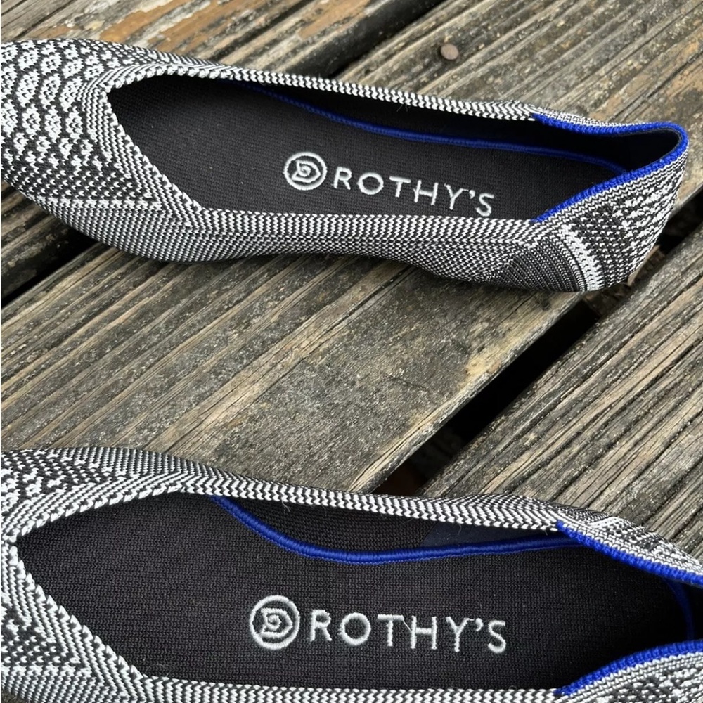 Rothys Black Python Snake Points Sz 7 Ballet Poin… - image 5